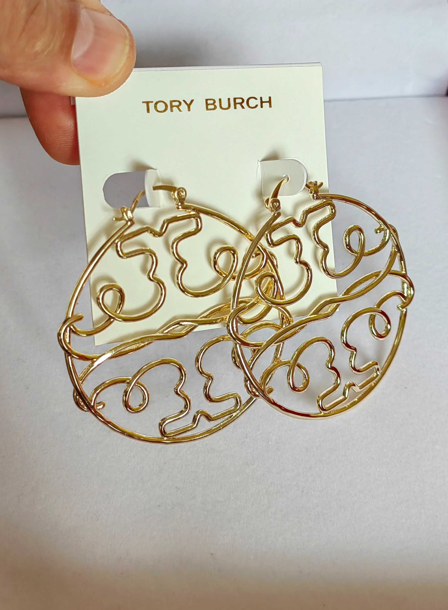 Обеци Tory Burch - logo round earrings