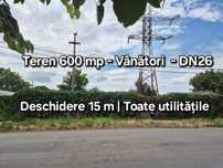 Teren 600mp, Vânători – utilități, stradă principală, plată în rate