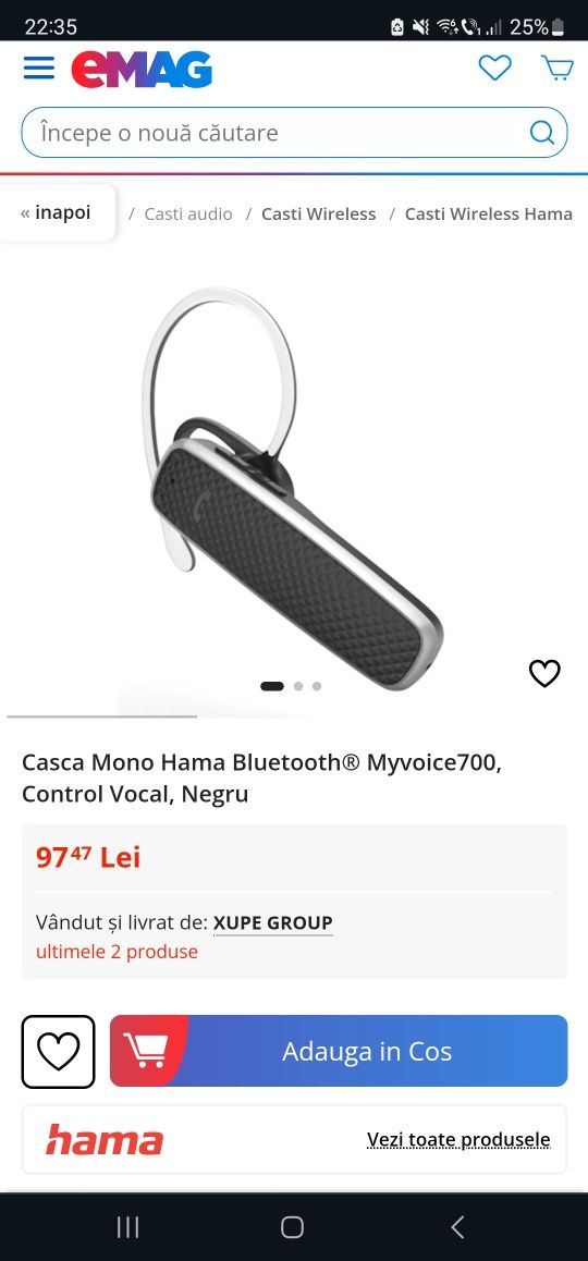 Casca Mono Hama Bluetooth 700