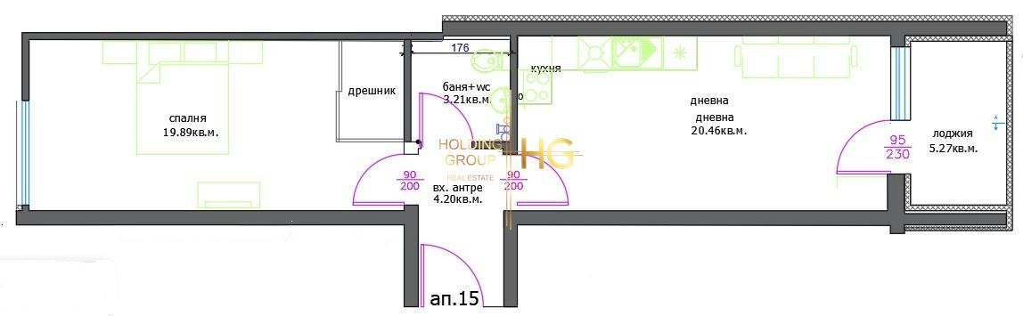 2-стаен в Варна-Левски площ 71 цена 90400