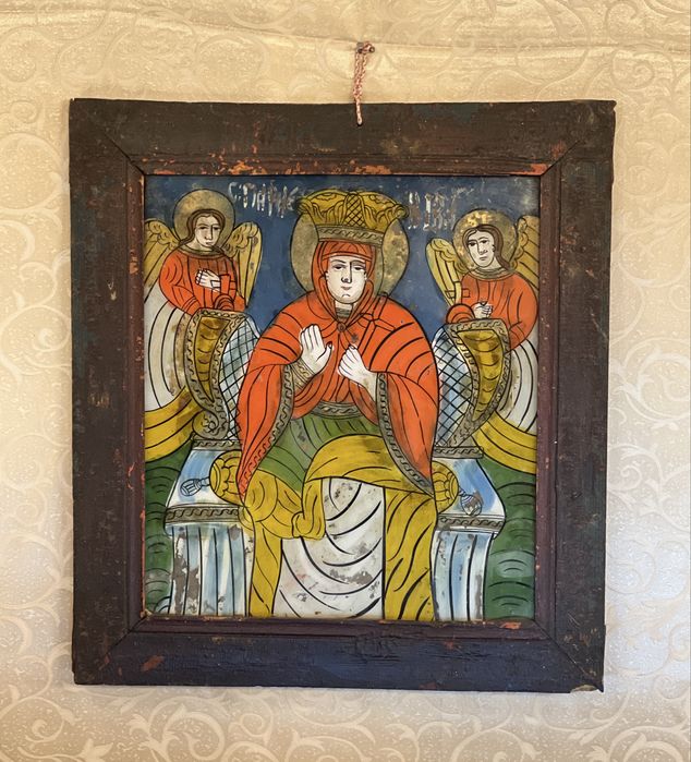 Icoane vechi pe sticlă - glajă , sec. XIX , piese de colecție