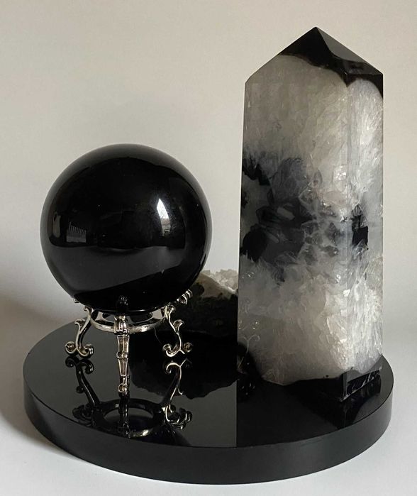 Decor Cristale - Agat Negru&Obsidian&Apofilit - Set Cristale