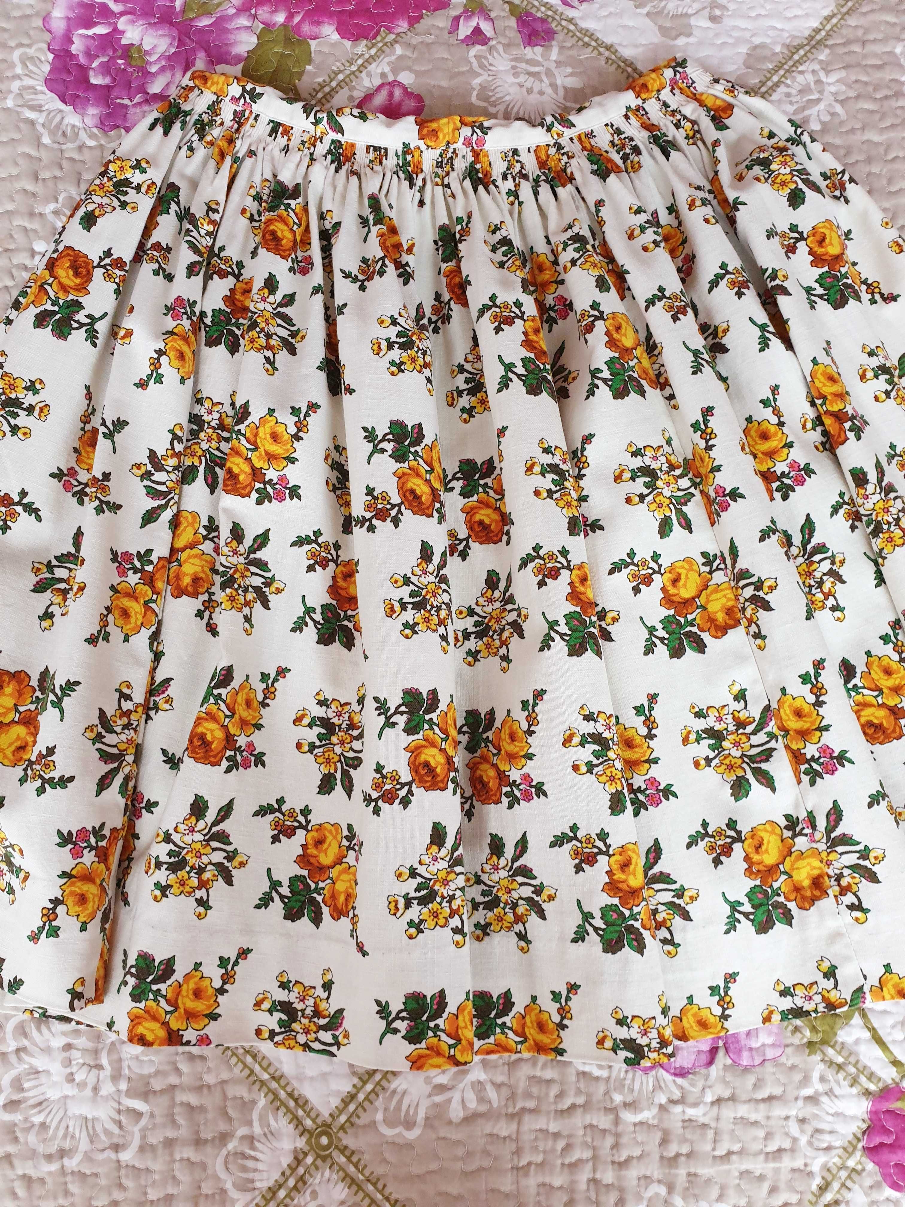 Fusta plisata print floral bumbac