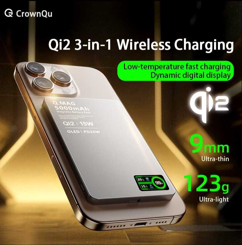 Ультратонкий внешний аккумулятор Q.MAG 10000 mAh с магнитной зарядкой