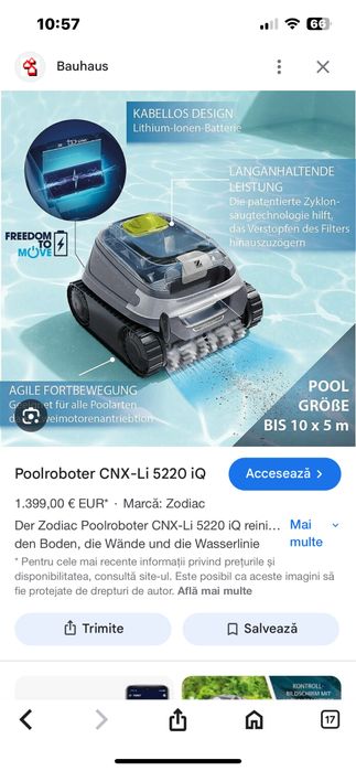 Robot de piscina Zodiac CNX 5220 IQ-Free Sigilat