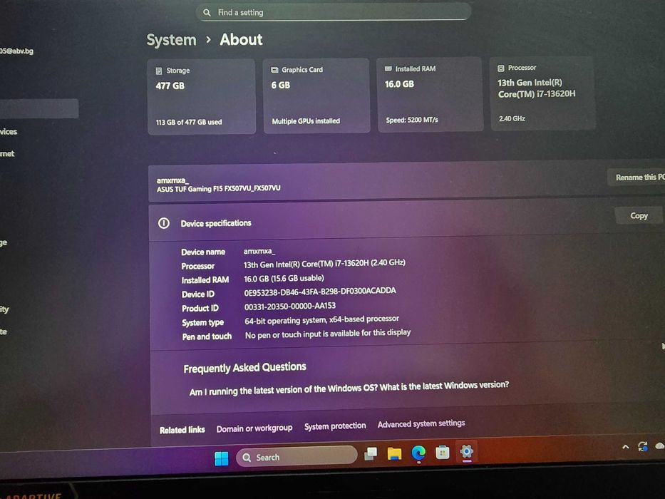 ASUS TUF GAMING F15 [i713th] [GeForce RTX 4050  6gb]