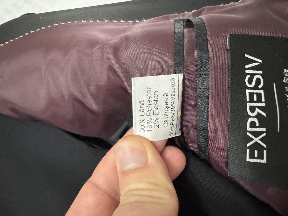 Costum bărbați Expresiv 50 negru/visiniu 3 piese, slim