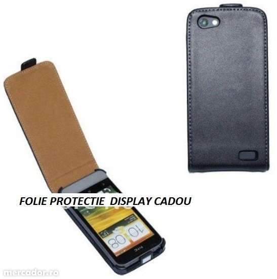 Husa Eleganta TOC FLIP Piele Negru HTC ONE V