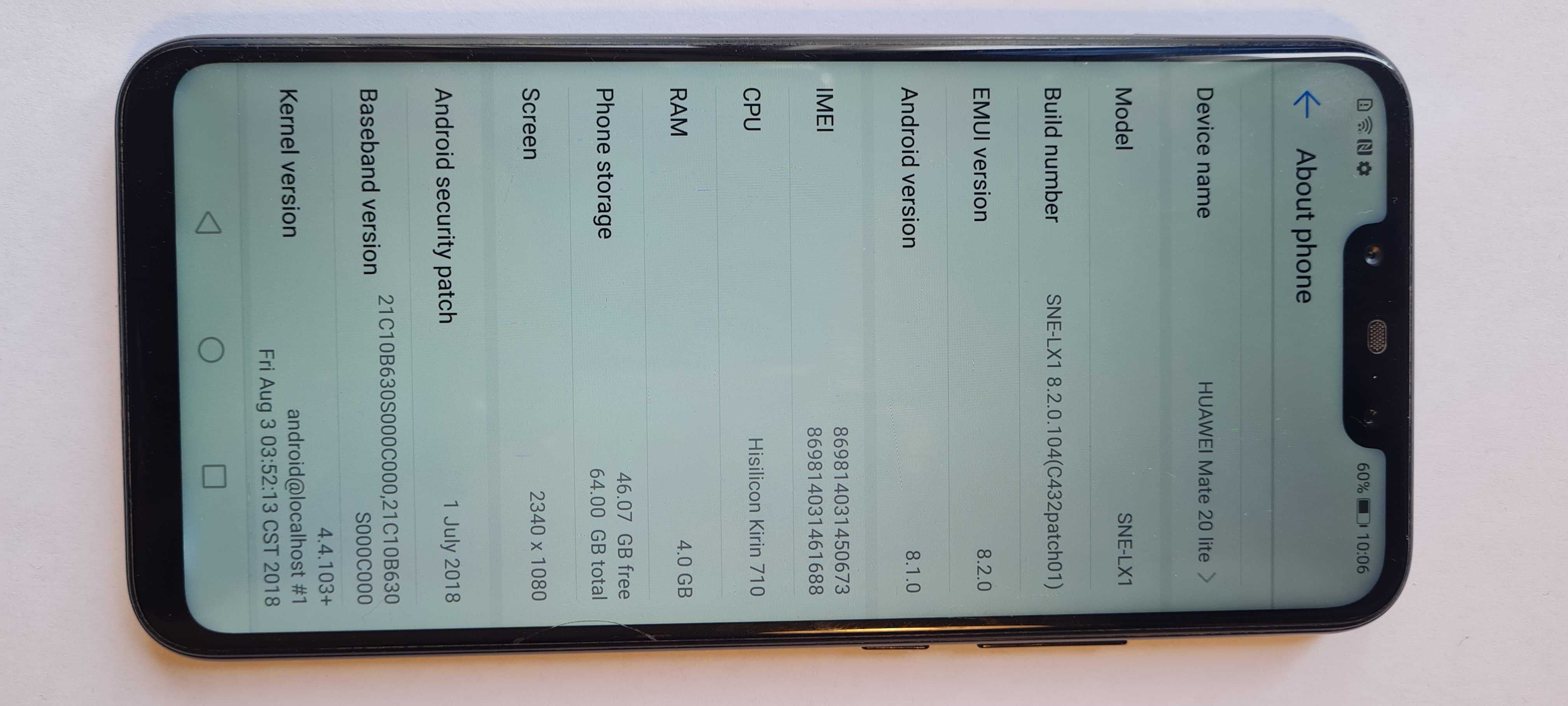 Huawei Mate 20 Lite RAM- 4 Gb. 64 Gb.