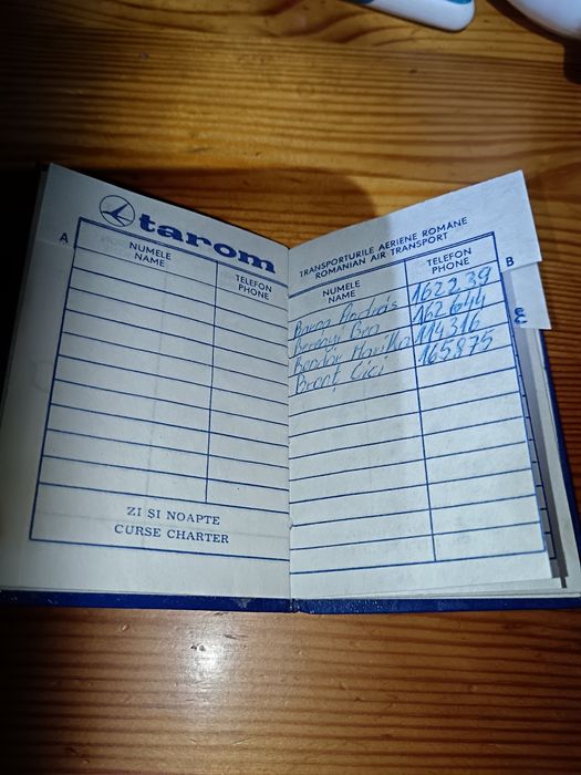 Carnețel tarom ani 80