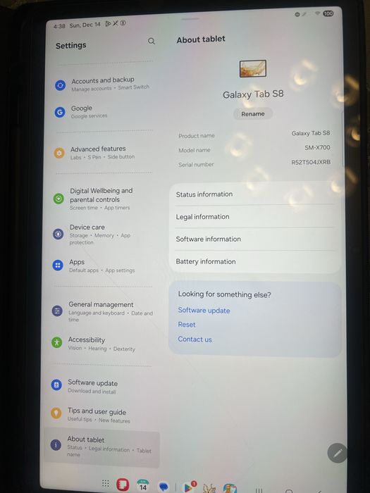 Samsung galaxy Tab S8 128gb/8gb RAM