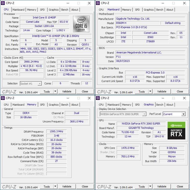 Calculator Desktop Gaming PC i5 10400F, 16Gb RAM, RTX 2060 Super