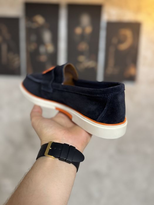 Espadrile/Mocasini Barbati Hermes Din Piele Albastru Indigo!