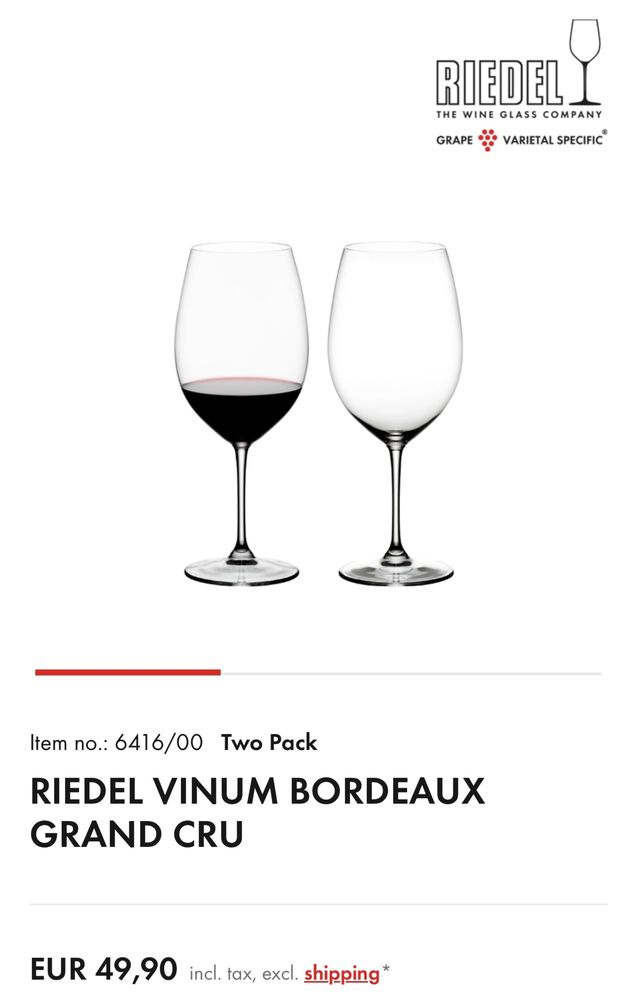 Riedel Vinum Bordeaux Crystal Set of 6