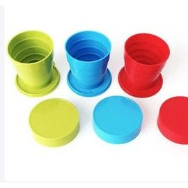 Силиконовый складной стаканчик с крышкой