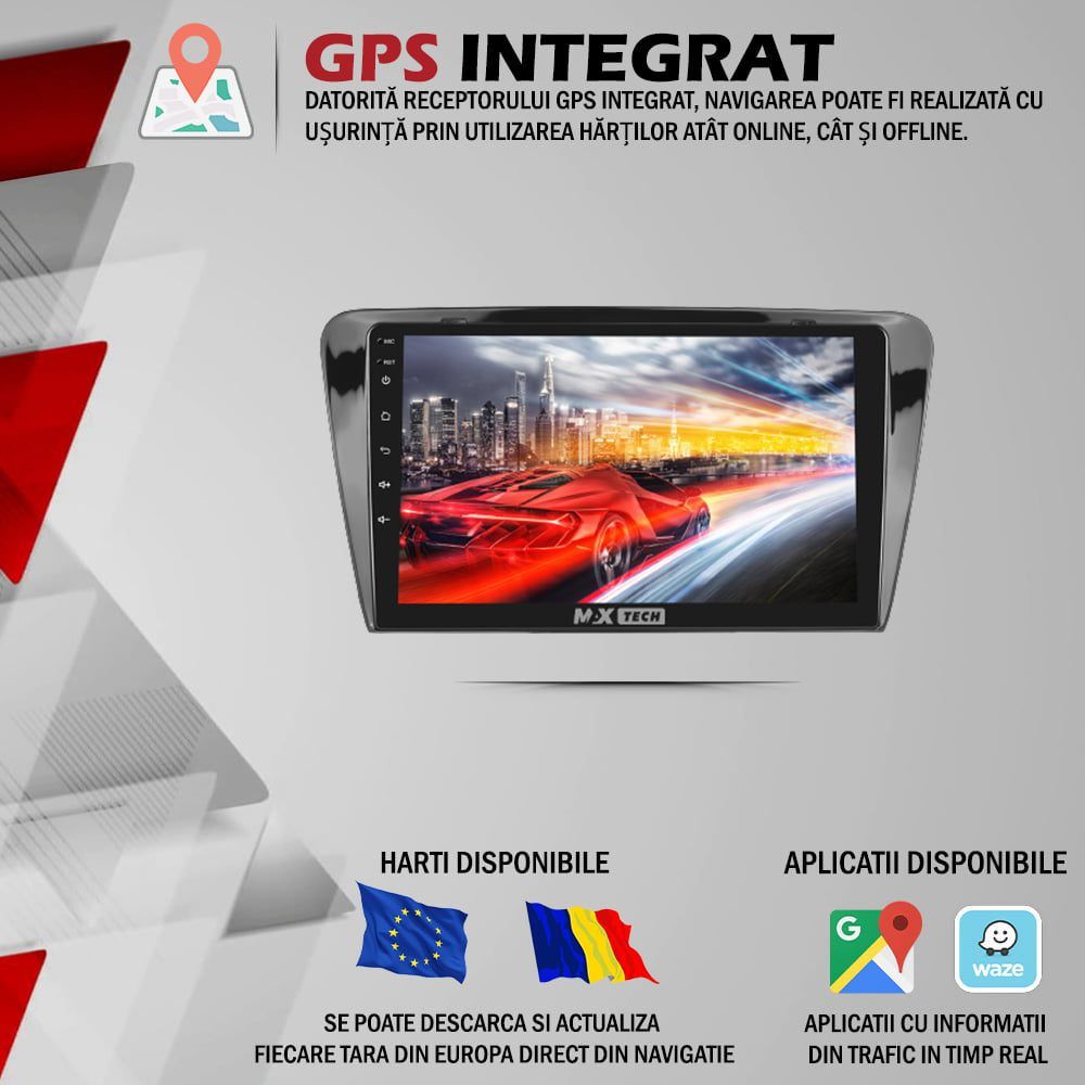 Navigatie Skoda Octavia 3 dedicata Android,GPS,Touchscreen,Carplay,BT