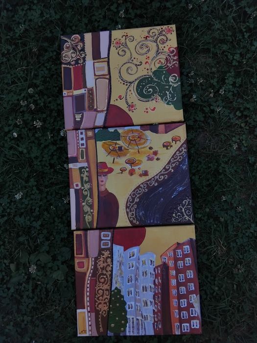 Set 3 tablouri pictate manual