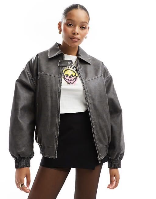 Кожено яке Bershka Бершка S