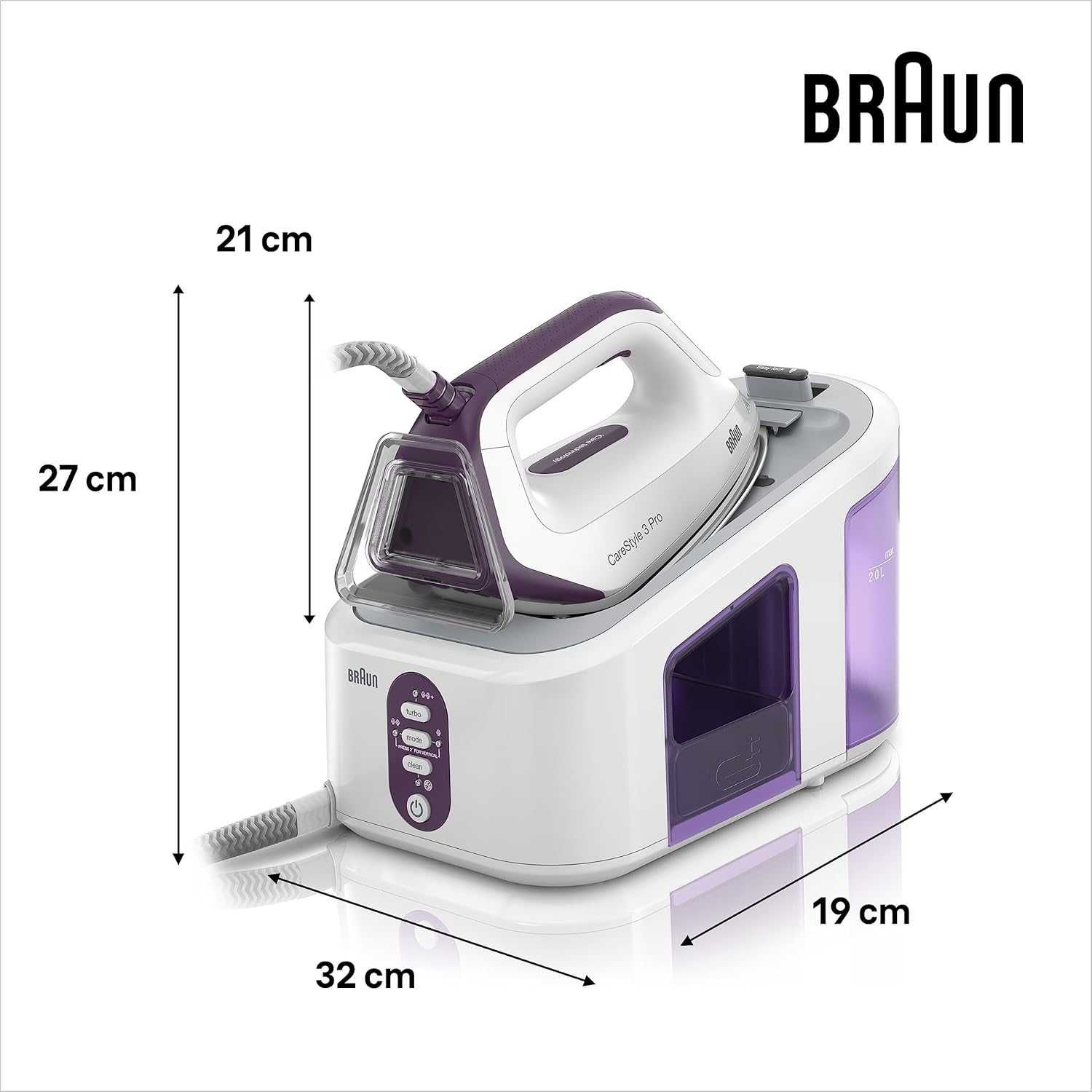 Braun CareStyle 3Pro Парогенератор, 2400W, 6,5bar, парен удар 430г/мин