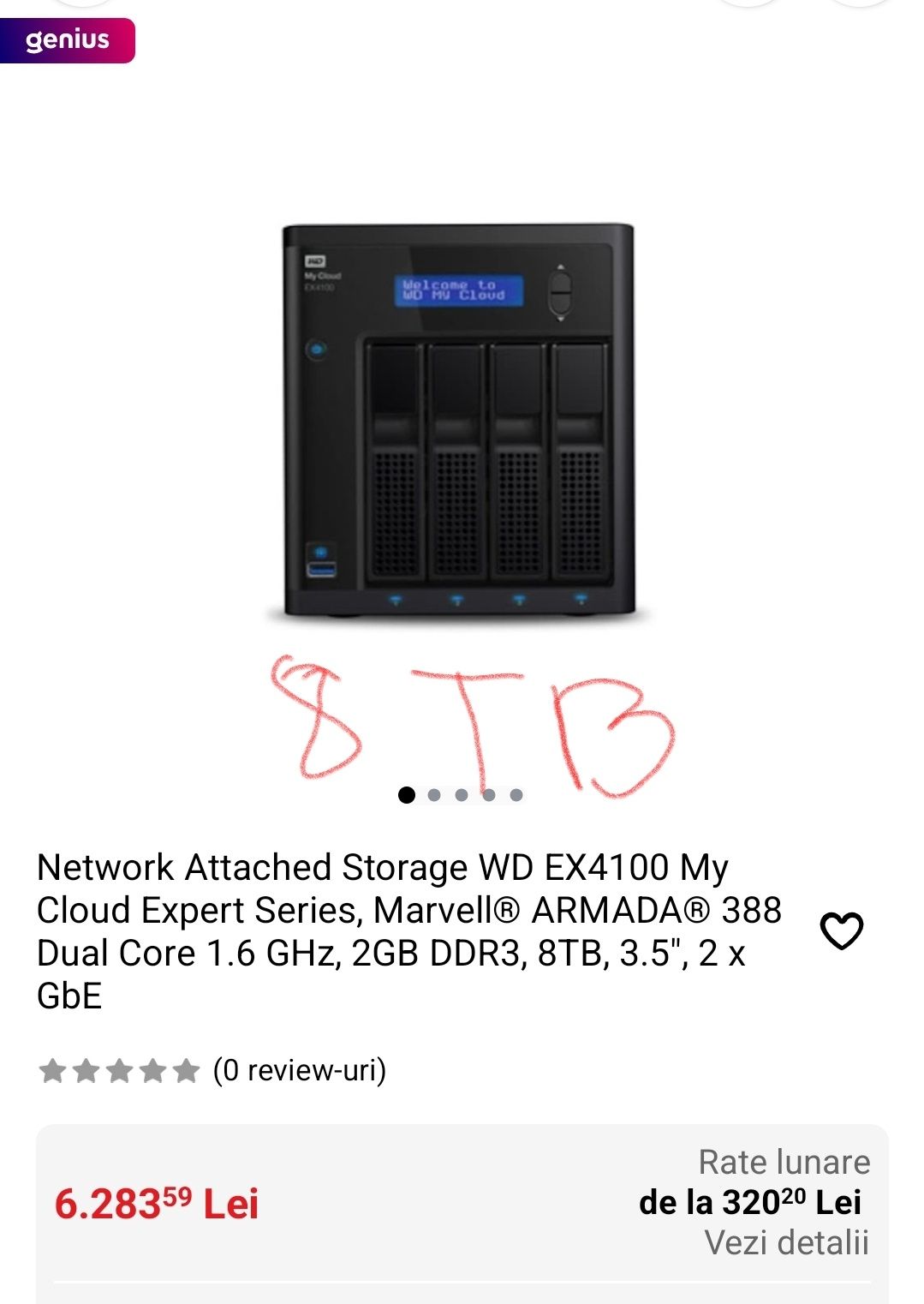 Network Attached Storage WD My Cloud EX4100 32TB, unitate de stocare