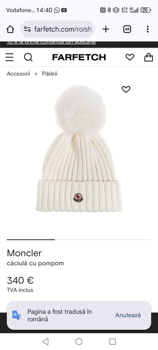 Caciula Moncler, noua cu eticheta, trimit în tara!