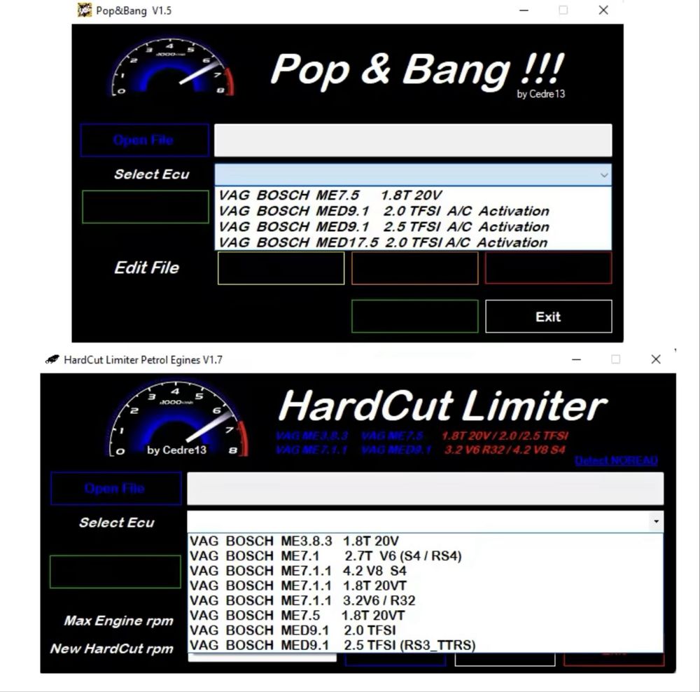 Софтуери за чип тунинг DaVinci Xdecoder WinOLS PopBang TunerCalc
