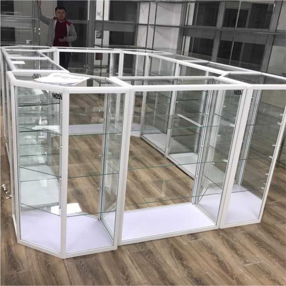 Торговые витрины из стекла и профиля прилавок, витрина магазин