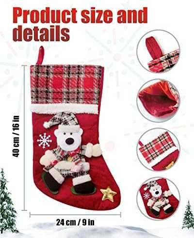 Нов Комплект коледни чорапи 3 броя Украса Декорация Коледа Дом Уют