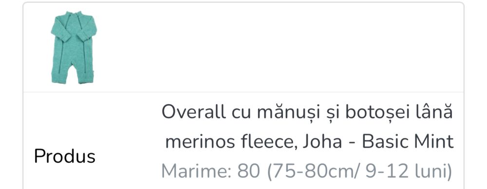 Combinezon Joha fleece mint