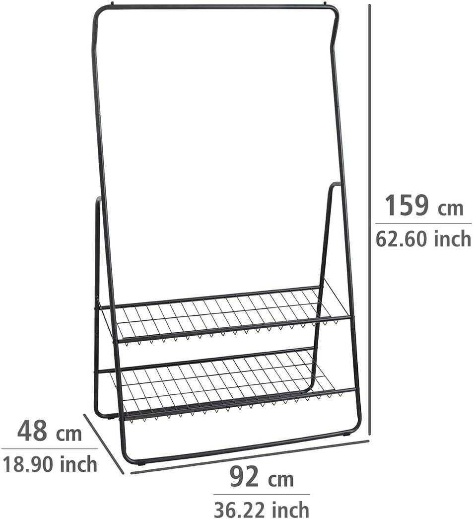Cuier metalic Shiva cu rafturi, negru mat |WNK 299142 Negru
