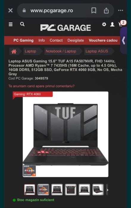 Vand laptop gaming asus tuf a15