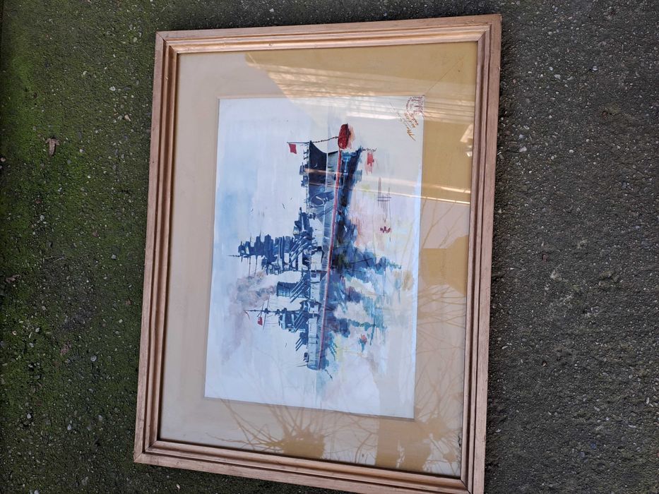 tablou acuarela semnat Morariu Silviu datat 1958