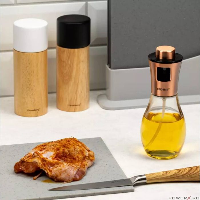Pulverizator pentru ulei si otet 200ml, auriu-roze, Kinghoff