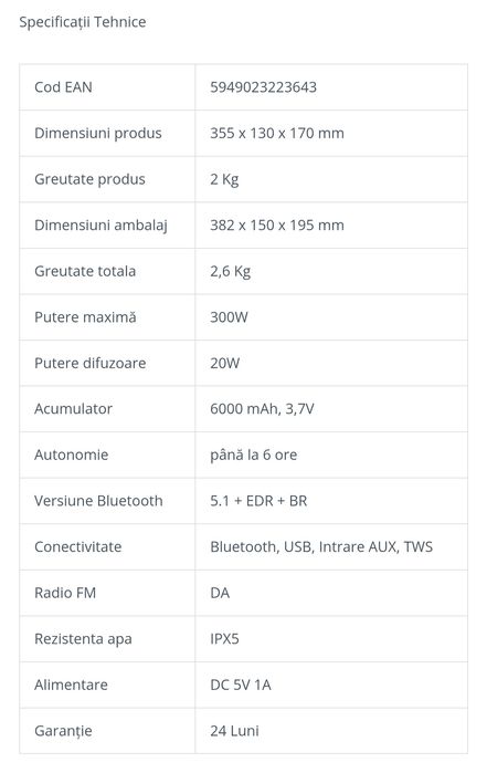 Boxa portabila bluetooth Vibe 410 40W Noua