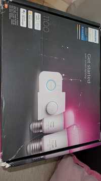 Kit Philips HUE - 2 becuri, bridge si buton smart - ultima generatie