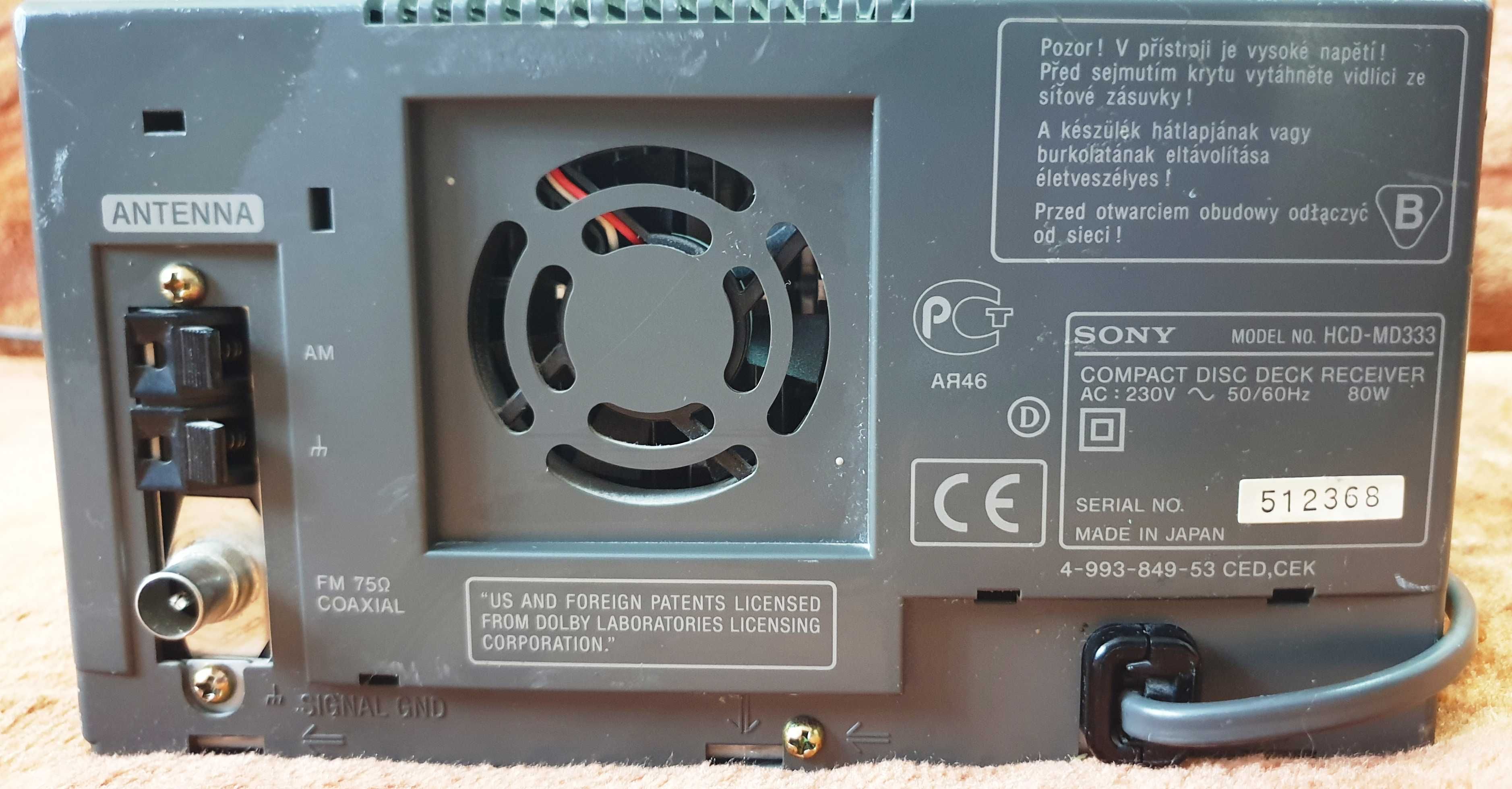 Sony HCD-MD333 statie, CD, Mini Disck, Tuner