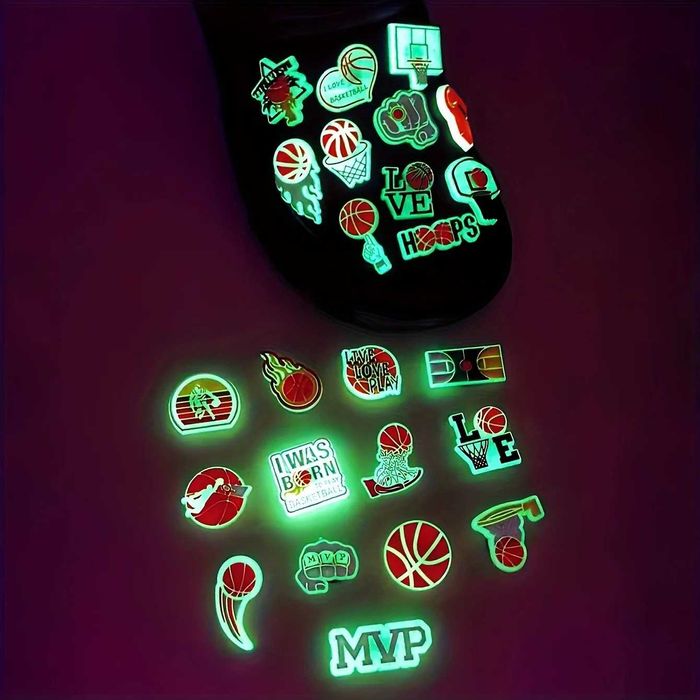 Set 22 Jibbitz Pini Fosforecenti Accesorii pentru Crocs Saboti, Basket