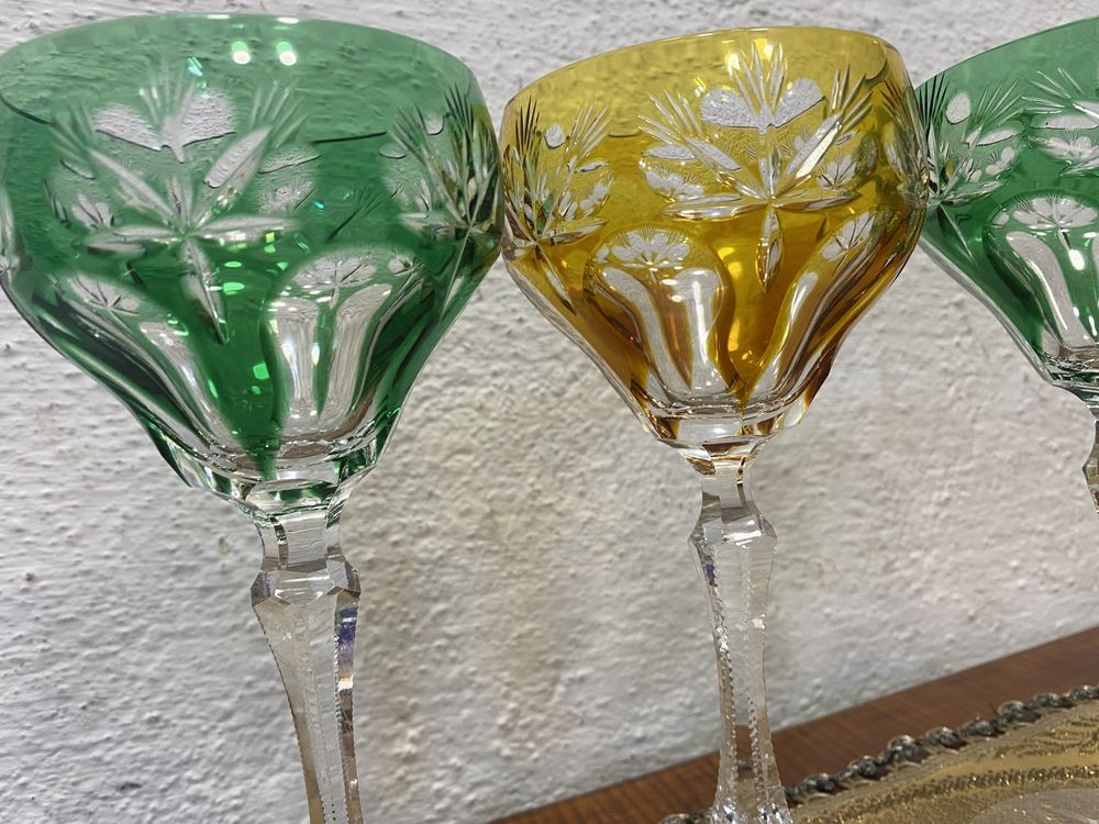 Немски кристални чаши за вина цветен кристал