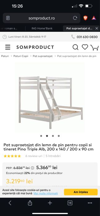 Pat supraetajat , stare impecabila,salteaua mare bonus