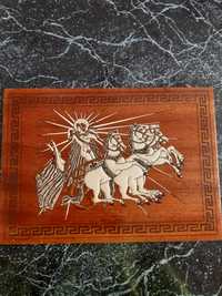 Tablou din lemn -hand made- Grecia, zeu cu cai, camera copil
