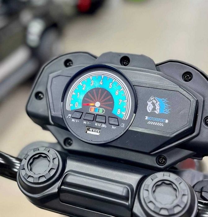 Электромотоцикл, для детей, 2 мотора, гелиевые колеса, кожаное сиденье