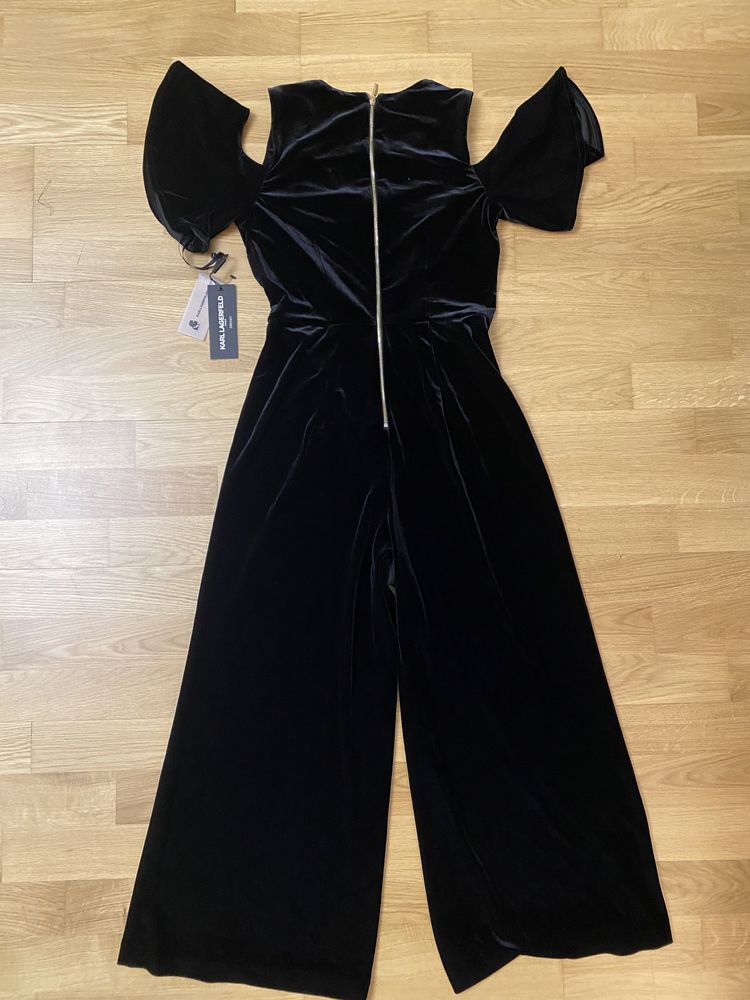 Karl Lagerfeld salopeta femei culotte catifea neagra marime M