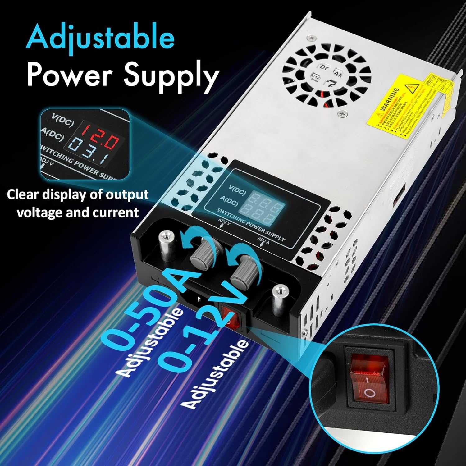 Регулируем захранващ блок DC 0-12V 600W с LED дисплей