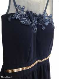 Rochie bleumarin cu cordon accesorizat
