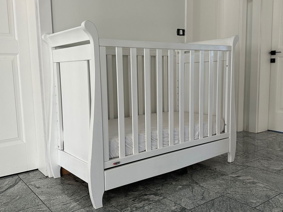 Pătuț lemn bebe alb