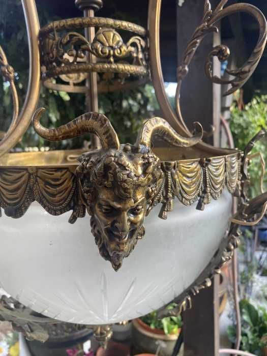 Impozant candelabru bronz-ornamente-satiri-fauni-Franta