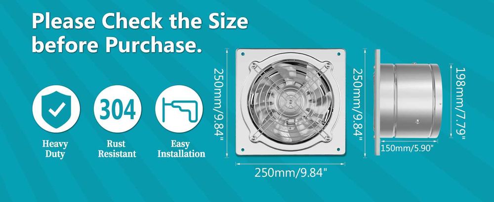 Ventilator Industr Metalic 25cm+ clapeta antiretur, REDUS de la 370RON