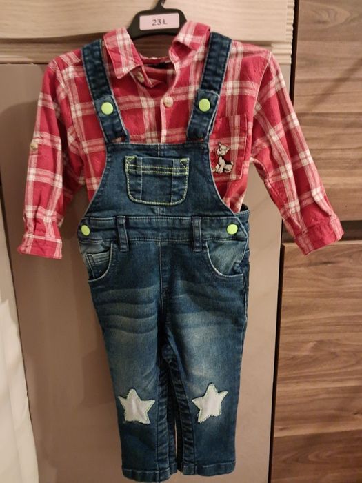 Set salopeta blugi și camasa mărimea 86