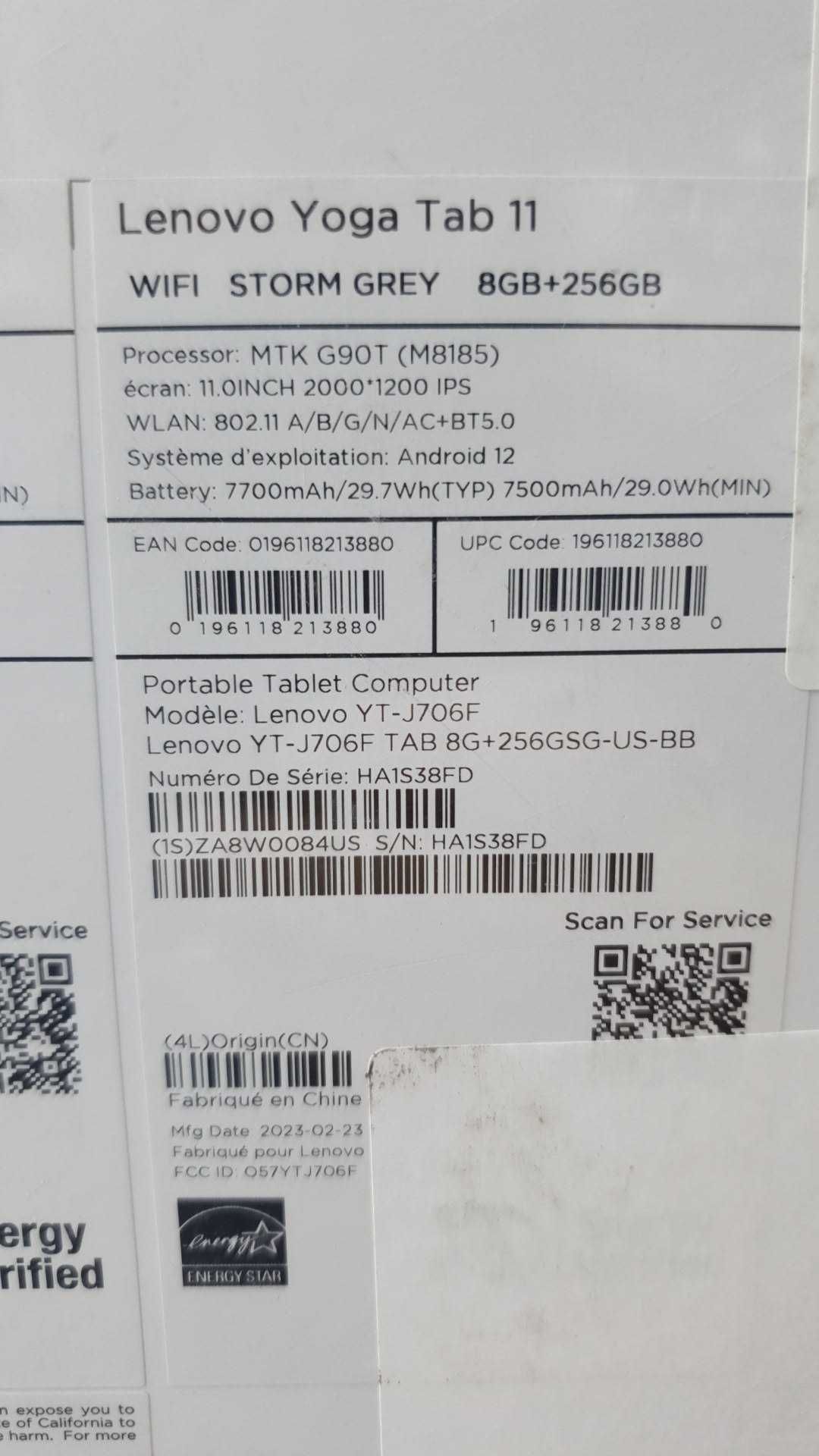 Планшет Lenovo Yoga Tab 11 256гб 2k ekran
