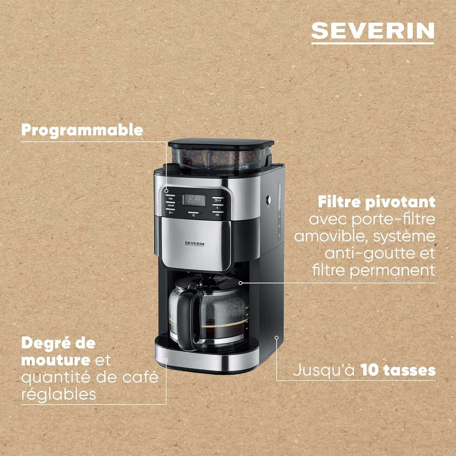 Шварц Кафемашина с Мелачка Severin, KA 4810, 1000W